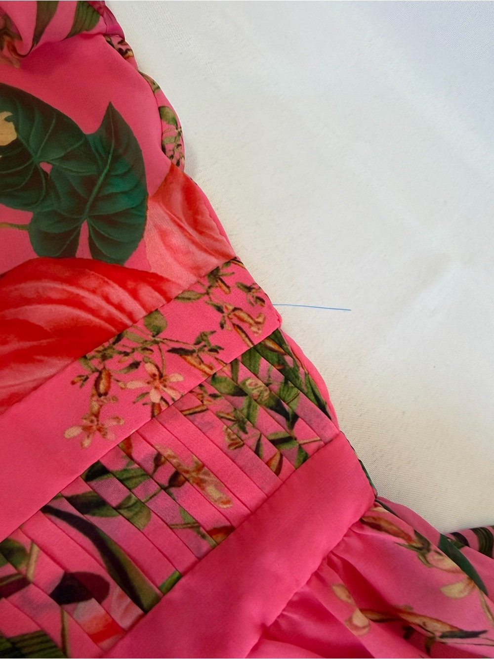 Alex Marie Hot Pink Tropical Floral V-Neck Long Sleeve Dress - Picture 10 of 10